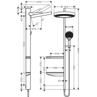 Душевая система Hansgrohe Croma 160 Showerpipe 1jеt (верхний душ, штанга, ручной душ, полочки), цвет: белый матовый 26842700