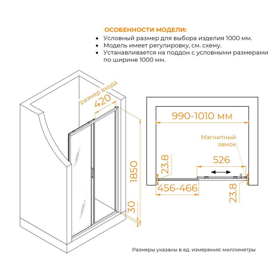 Душевая дверь RGW CL-14Gr NEW 1000