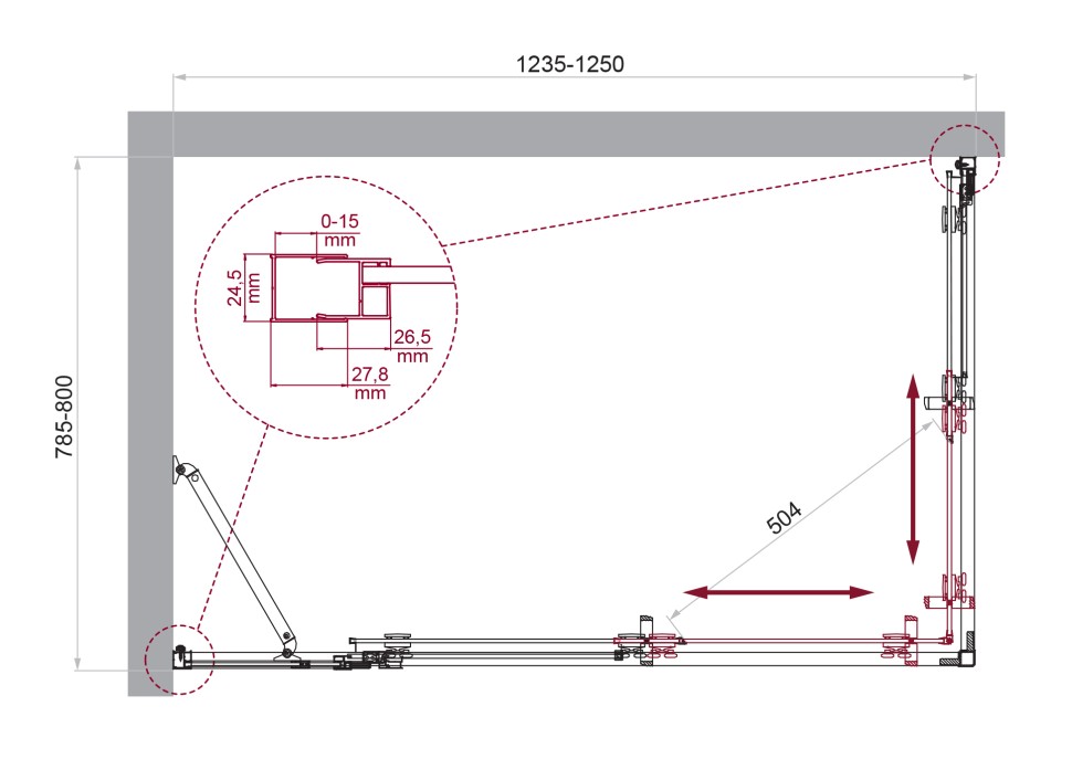 Душевой уголок BelBagno LUCE-AH-21-125/80-C-Cr