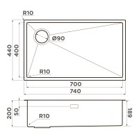 Кухонная мойка Omoikiri Taki 74-U/IF-L Side-LG нерж. сталь/светлое золото