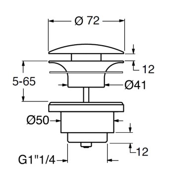 Донный клапан клик-клак GSI SPARES PCS26 для раковин/биде с переливом, цвет черный матовый Ardesia