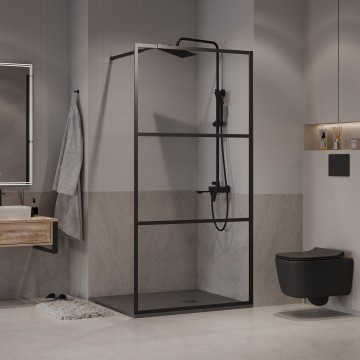Душевая перегородка Niagara Nova NG-688-10BLACK (100х195) черный матовый,стекло прозрачное,1 место