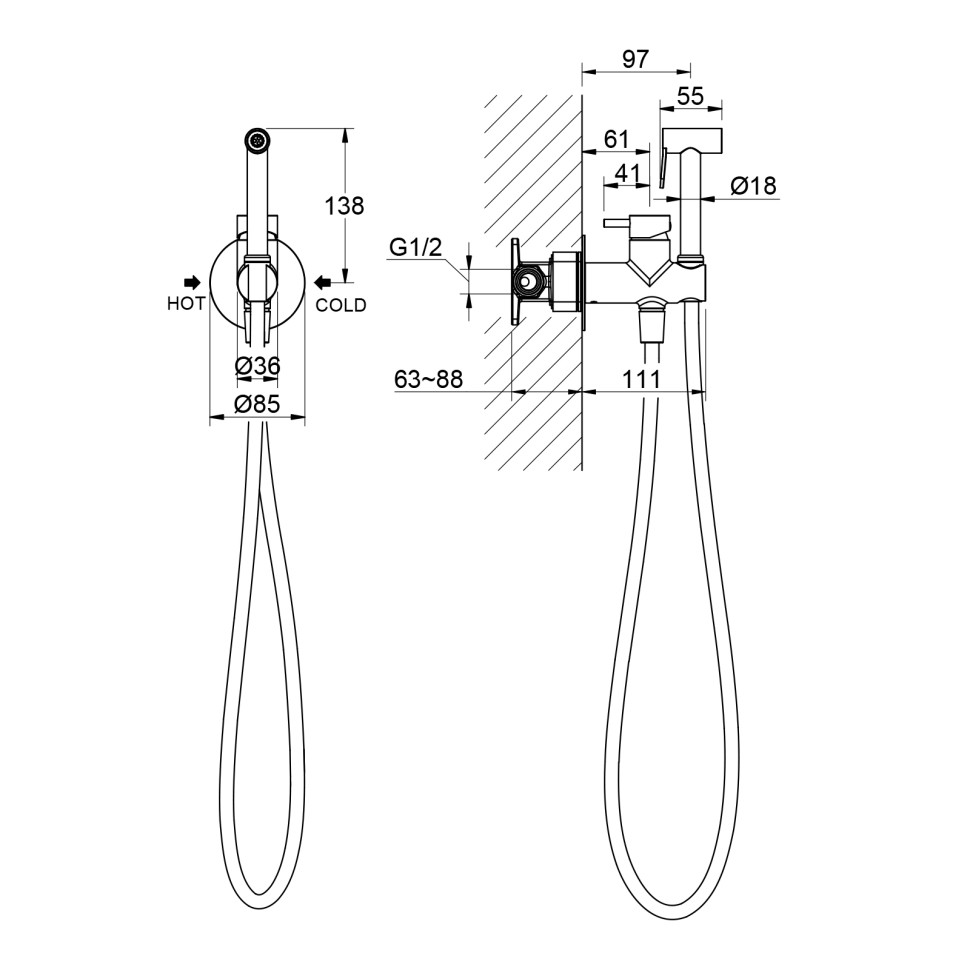 Смеситель встроенный с гигиеническим душем Timo Saona 2337/03SM хром
