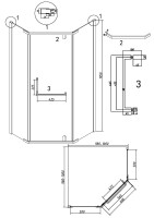 Душевое ограждение Grossman Pragma 302.K33.03.1010.21.02 (100х100х195) трапеция,распашная,черный матовый,стекло шиншилла, 1 место