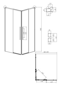 1/2 душевого ограждения Grossman Galaxy 1/2.K33.01.90.10.02 (90х195) раздвижная(правая),хром,стекло шиншилла,1 место
