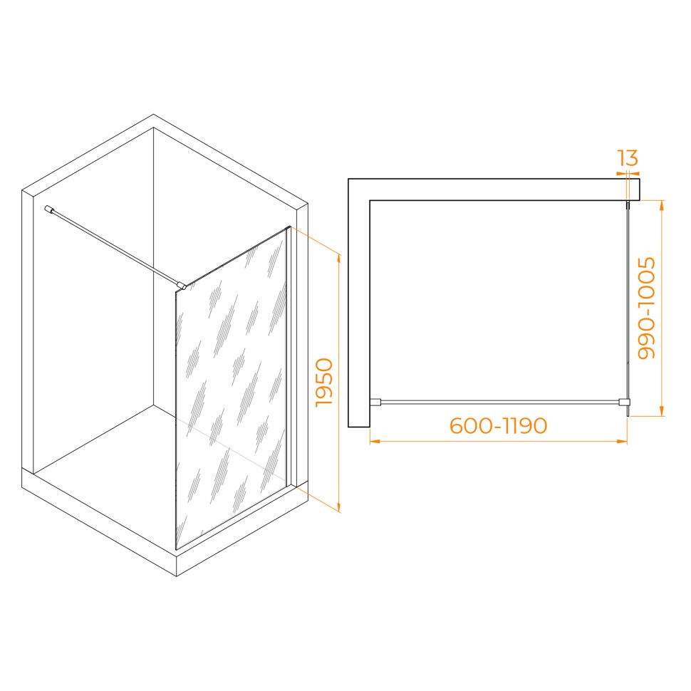 Душевая перегородка RGW WA-010B (Тонированное (Серое), 1000)
