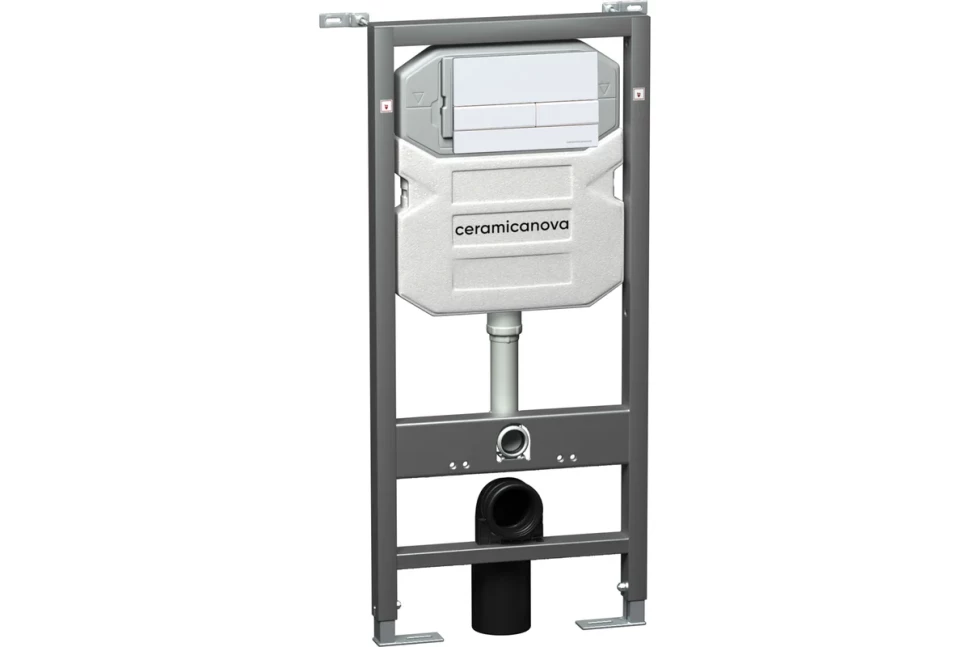 Система инсталляции для унитазов CERAMICANOVA Envision с кнопкой смыва Flat цвет белый, креплениями, арт. CN1002W