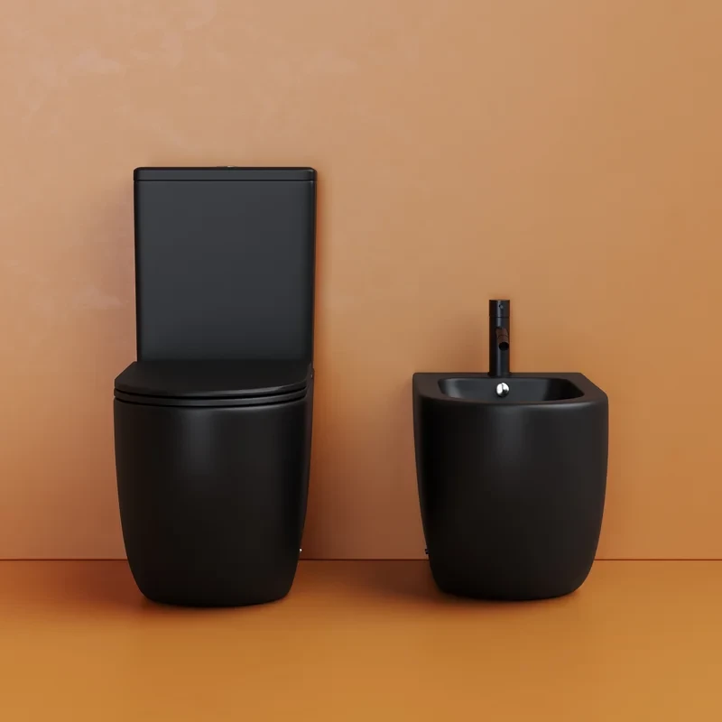 Напольный пристенный унитаз Metropol смыв Торнадо черный матовый CN4001TMB