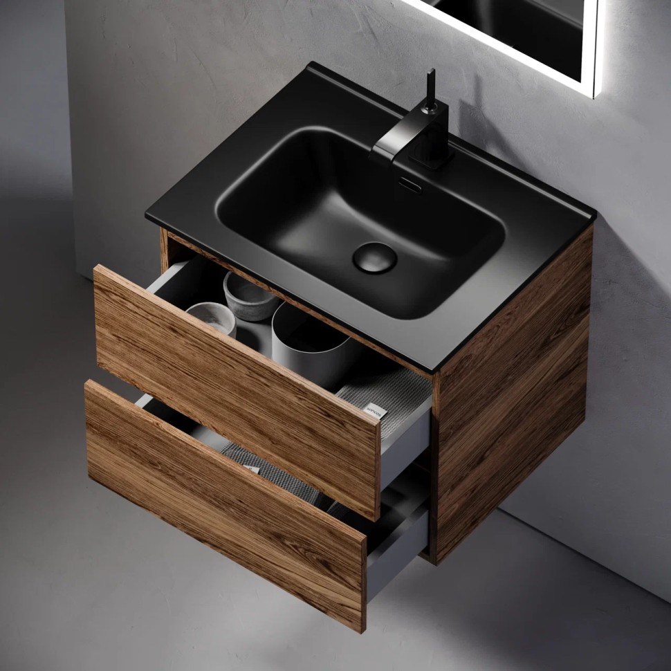 Тумба подвесная SANCOS Urban 590х450х550, c двумя ящиками оснащенными доводчиками, дуб чарльстон, арт. UR60ECH