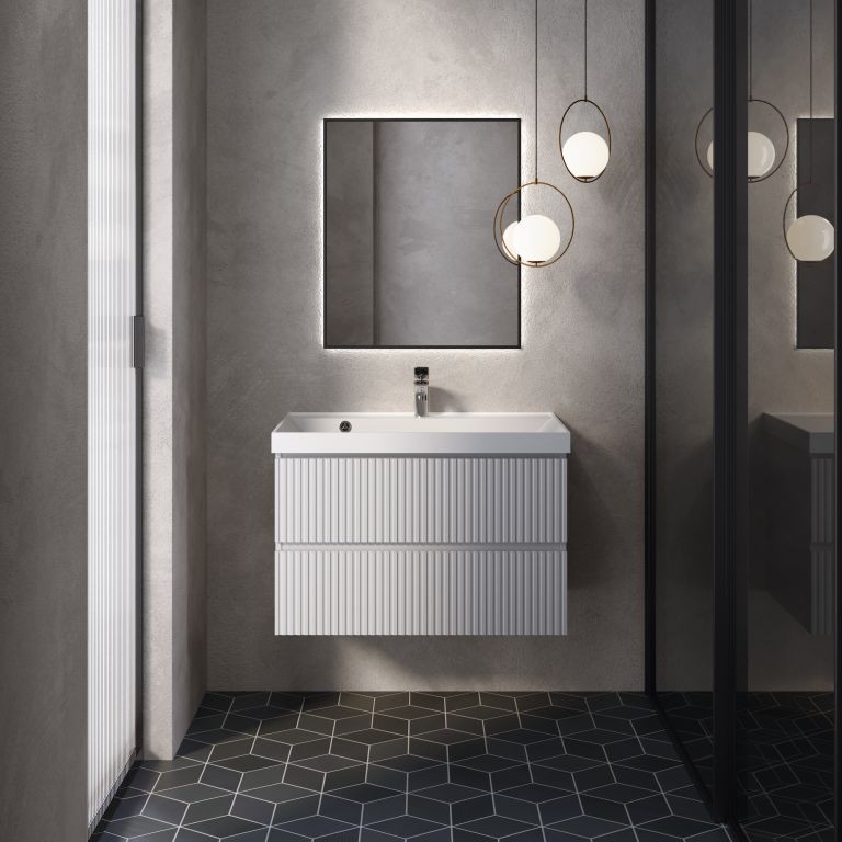 AQM900180WH "S1" тумба под умывальник подвесная 80 см., цвет белый глянец.