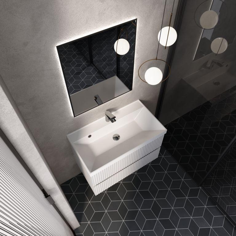 AQM900180WH "S1" тумба под умывальник подвесная 80 см., цвет белый глянец.