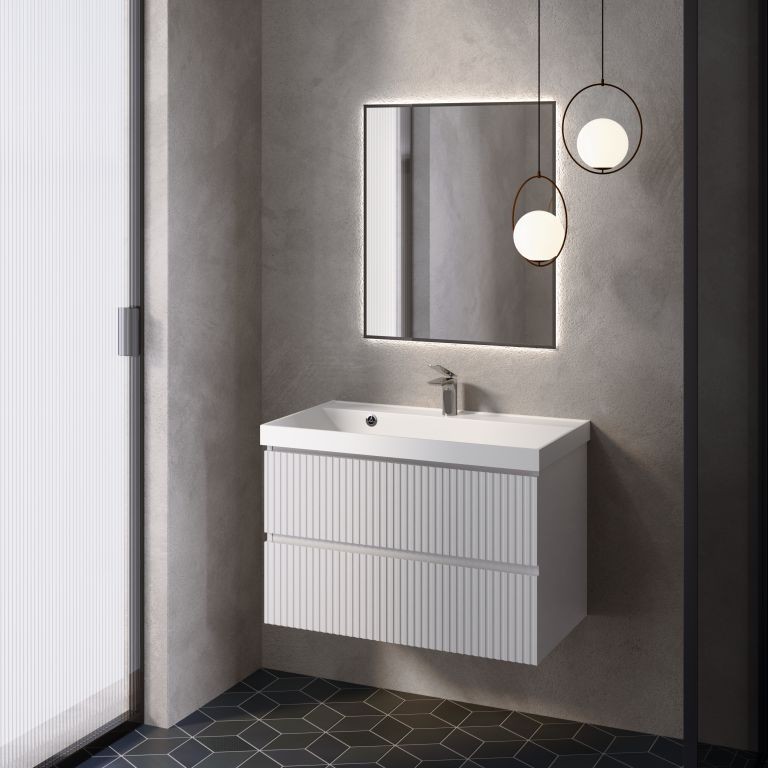 AQM900180WH "S1" тумба под умывальник подвесная 80 см., цвет белый глянец.