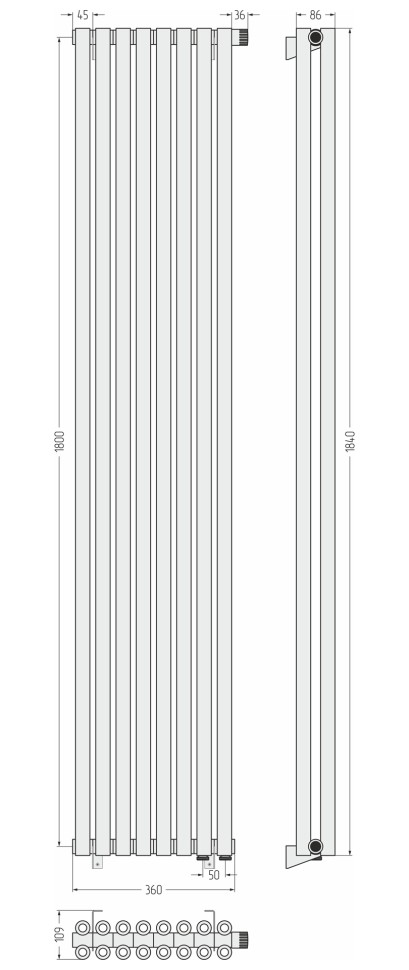 Эстет-00 EU50 1800х360 8 секций