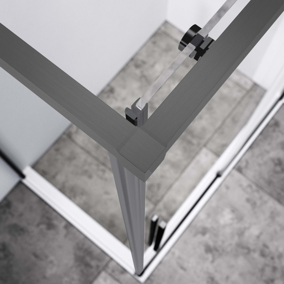 Душевой уголок Slim-N VSR-4SN9014CLGM, 1400*900, вороненая сталь, стекло прозрачное