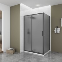 Душевой угол Veconi Ottimo P20SP B, 1200х800х1900 черный матовый, стекло тонированное матовое