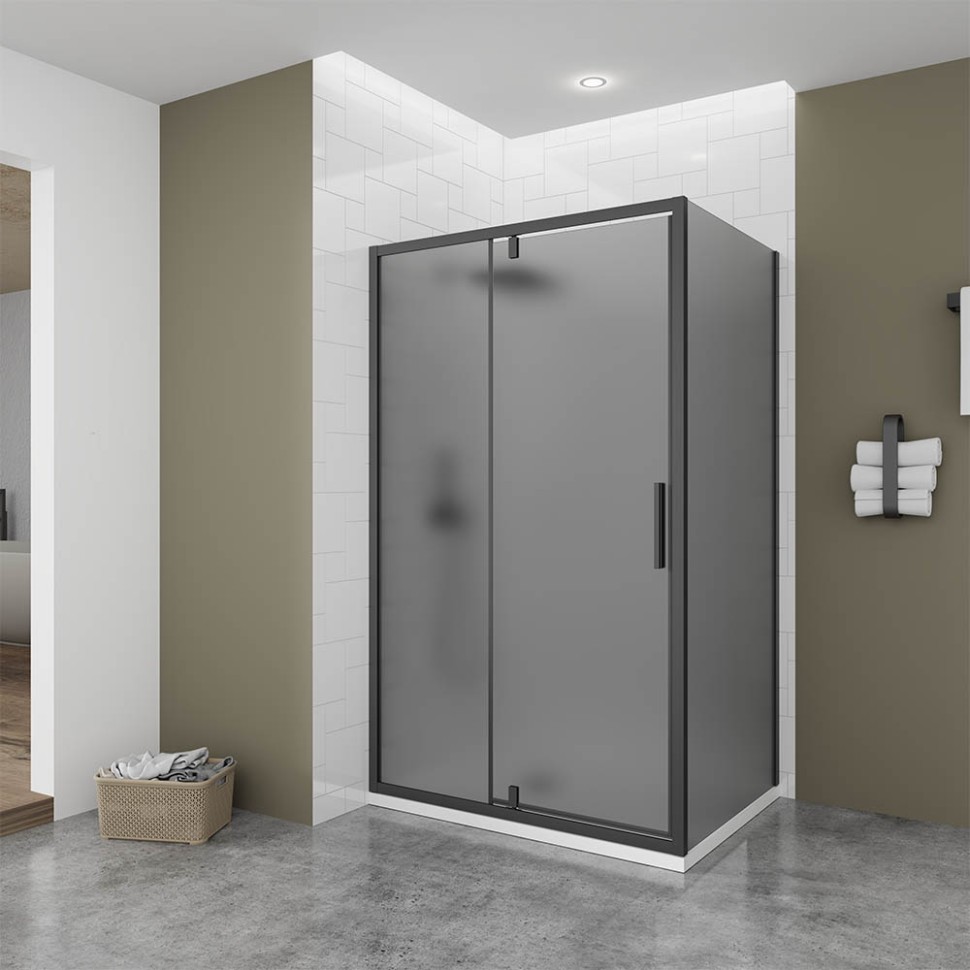 Душевой угол Veconi Ottimo P20SP B, 1200х800х1900 черный матовый, стекло тонированное матовое