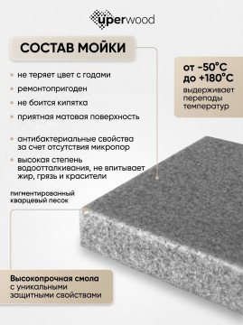 Кухонная мойка кварцевая Uperwood Кварц Премиум (Quartz Premium) UPD-01-07, уголь