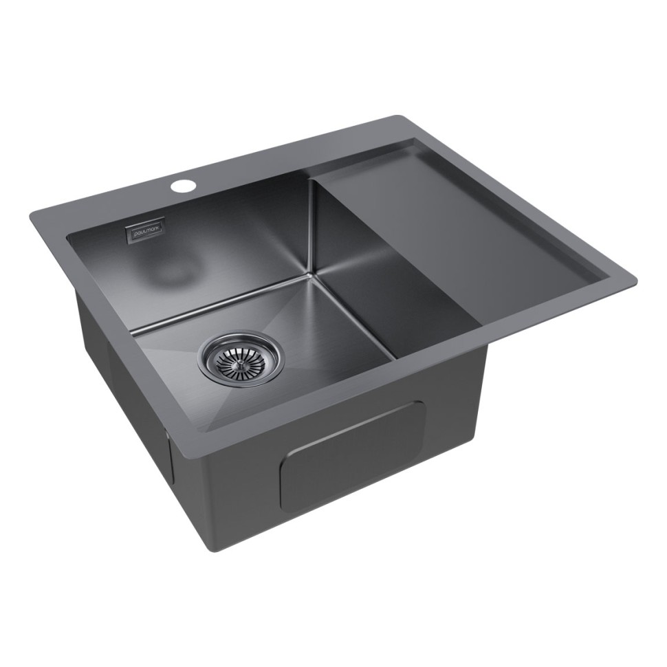 Мойка нерж. сталь KRONER 59F, PM225951-GML, вороненая сталь, левая, 590х510мм, Paulmark