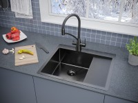 Мойка нерж. сталь KRONER 59F, PM225951-GML, вороненая сталь, левая, 590х510мм, Paulmark