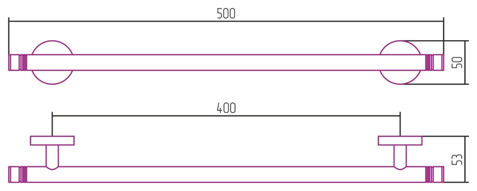 Держатель полотенец Каньон одинарный / L 500