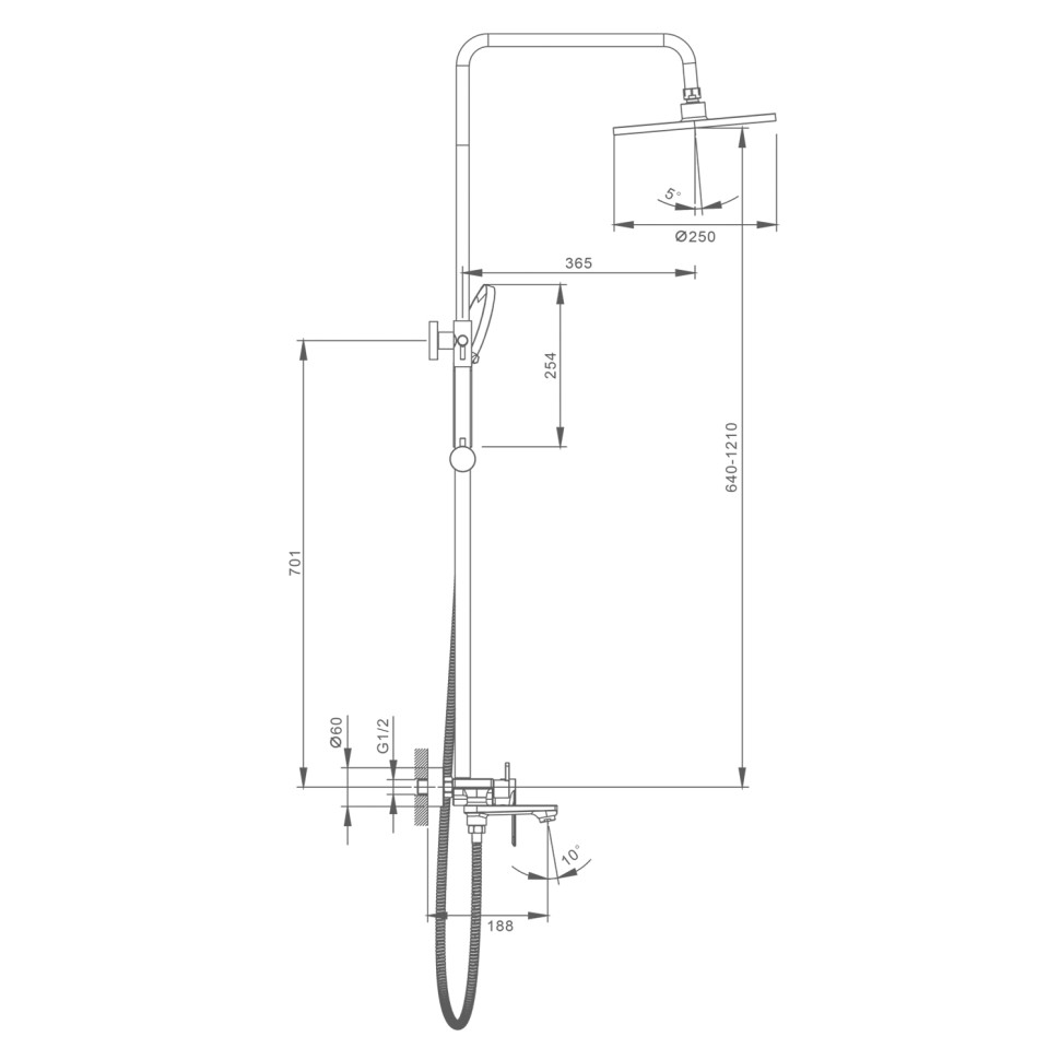 Душевая система Splenka для ванны и душа S05.24.06 Черный