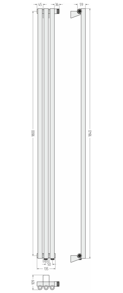 Эстет-0 EU50 правый 1800х135 3 секции