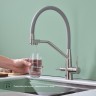 Смеситель Splenka для кухни со съемным гибким изливом, с магнитным фиксатором излива, с подключением фильтра питьевой воды S71.62.05 Сатин