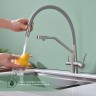 Смеситель Splenka для кухни со съемным гибким изливом, с магнитным фиксатором излива, с подключением фильтра питьевой воды S71.62.05 Сатин