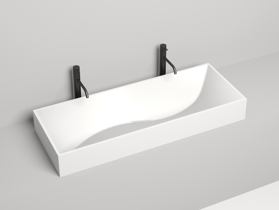 Раковина накладная SONATA покраска по RAL полностью 1195х450х130 S-Stone Матовое