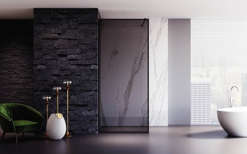 Душевая перегородка Veconi Korato KR-81BT, 1100x2000, черный матовый, стекло тонированное New