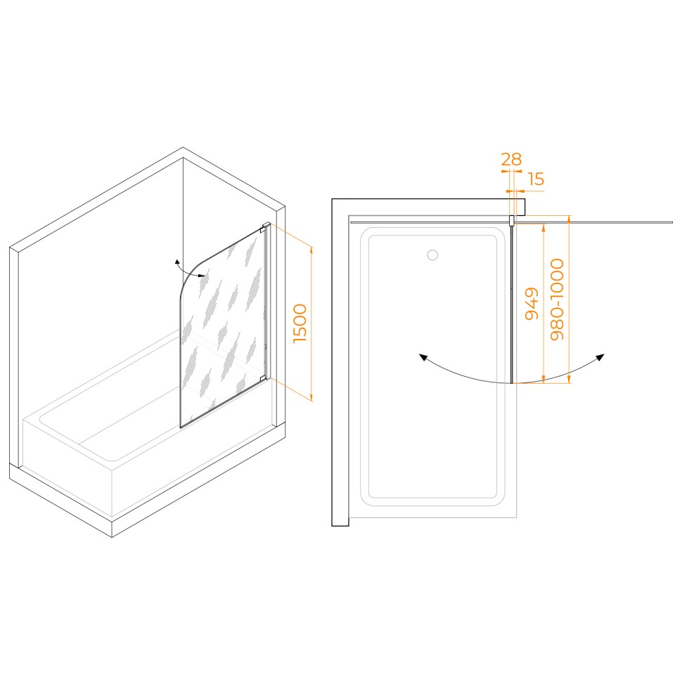 Шторка на ванну RGW SC-01 (Прозрачное, 1000)