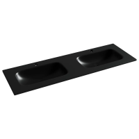 Раковина накладная мебельная CERAMICANOVA Grace прямоугольная 1410x457x137 с двумя чашами и отверстиями под смеситель цвет черный матовый CN7022MB