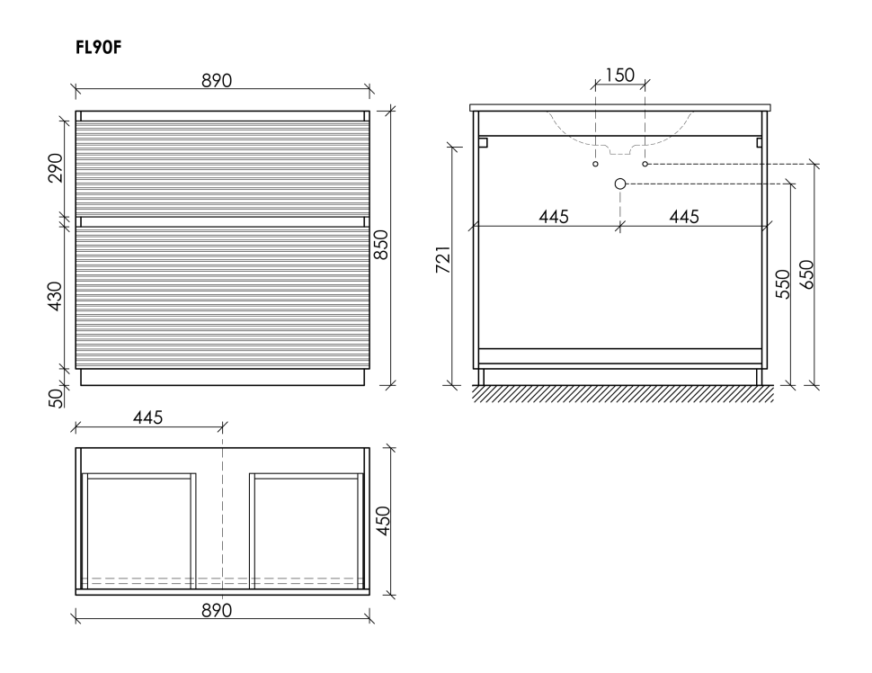 Тумба напольная SANCOS Folk Floor 890х445х850, c двумя ящиками оснащенными доводчиками, Капучино, арт.FL90FCP