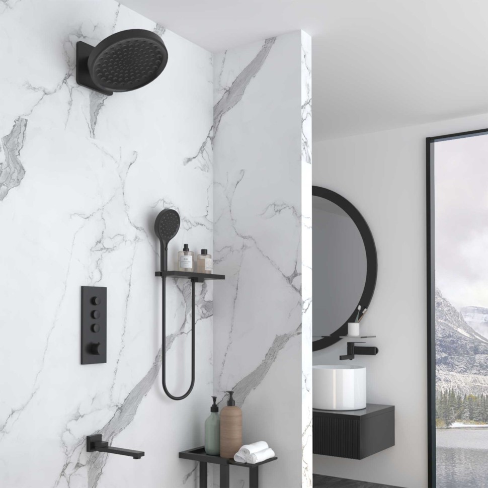 Душевой комплект VSFW-433TI3RMB встраиваемый, термостатический, трехрежимный, черный