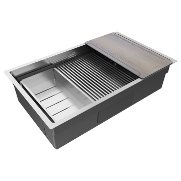 Мойка нерж. сталь NEXT-MULTI SINK 74-L UNI, PM787445-L-BS, брашированная сталь, 740х450мм, Paulmark