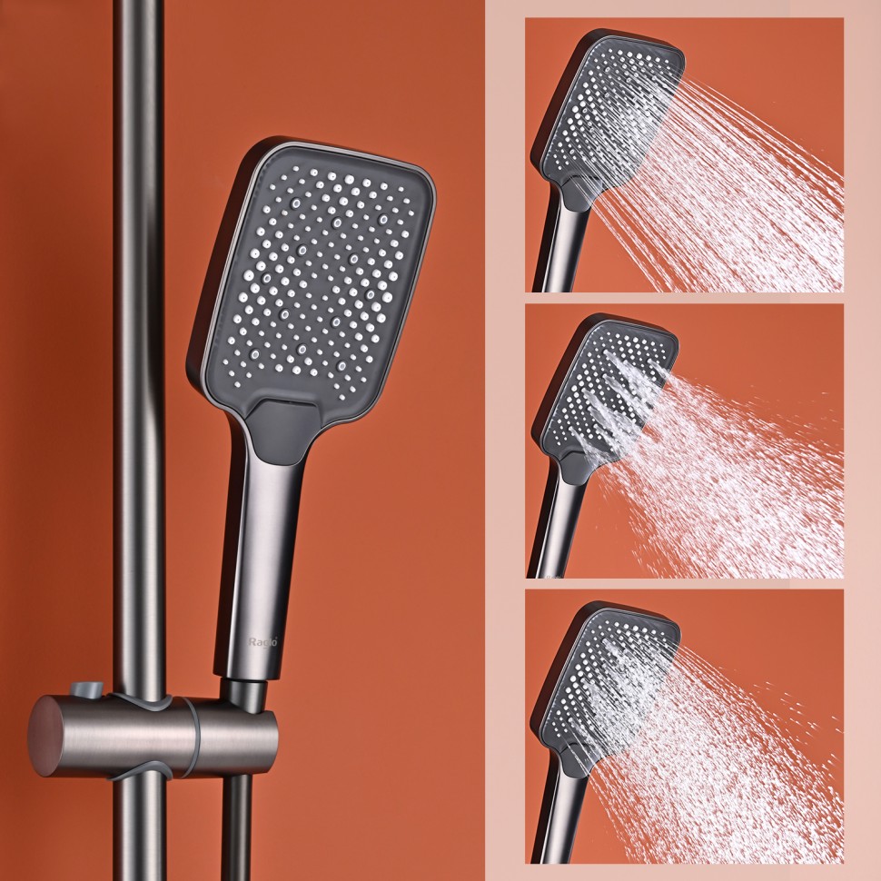 Душевая система Raglo с термостатом для ванны графит