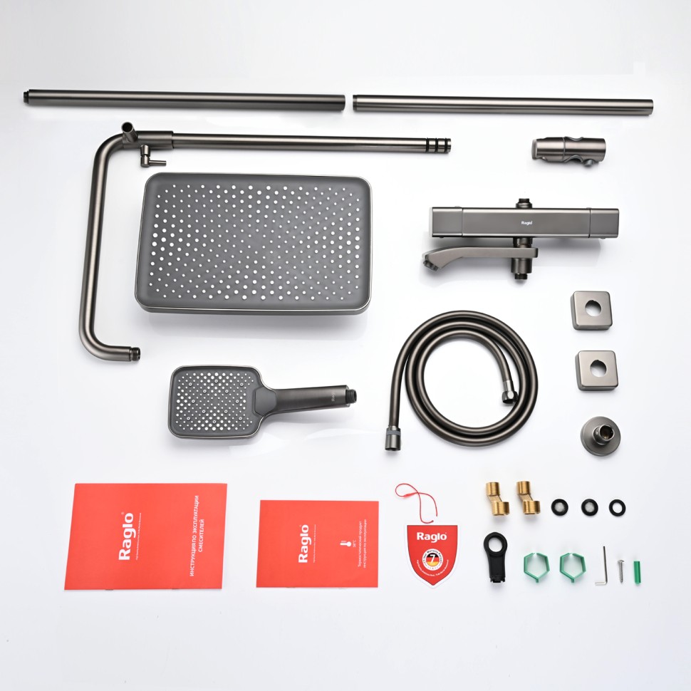Душевая система Raglo с термостатом для ванны графит