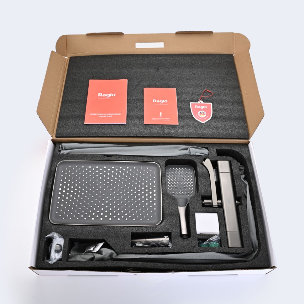 Душевая система Raglo с термостатом для ванны графит