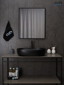 Раковина Gid Bm9026a 53369 накладная черная матовая 60x40x15
