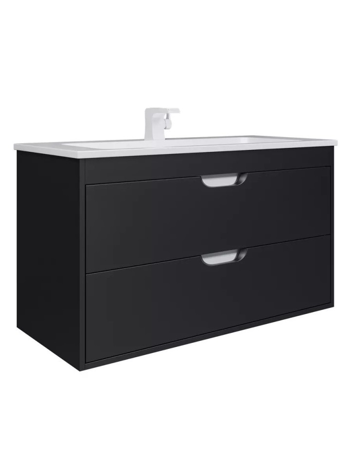 Тумба под раковину для ванной подвесная Uperwood Modul 95х44,4х55 см, чернаяатовая