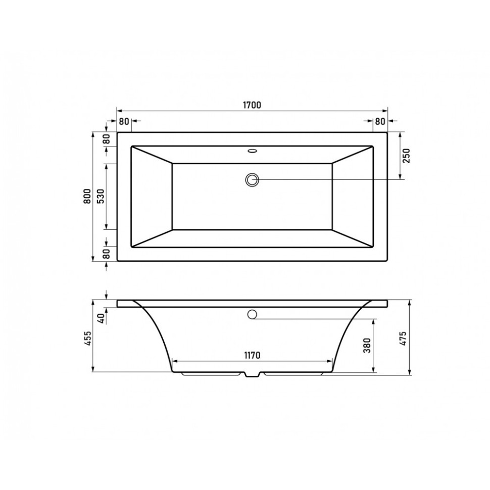 Ванна BERGES акриловая TARI 170x80 с каркасом