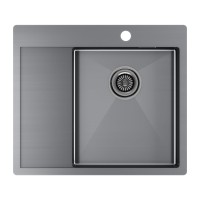 Мойка нерж. сталь KRONER 59F, PM225951-GMR, вороненая сталь, правая, 590х510мм, Paulmark