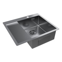 Мойка нерж. сталь KRONER 59F, PM225951-GMR, вороненая сталь, правая, 590х510мм, Paulmark