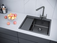 Мойка нерж. сталь KRONER 59F, PM225951-GMR, вороненая сталь, правая, 590х510мм, Paulmark