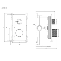 Смеситель с термостатом встраиваемый на 1 потребителя комплект с монтажной частью AQM8810BG