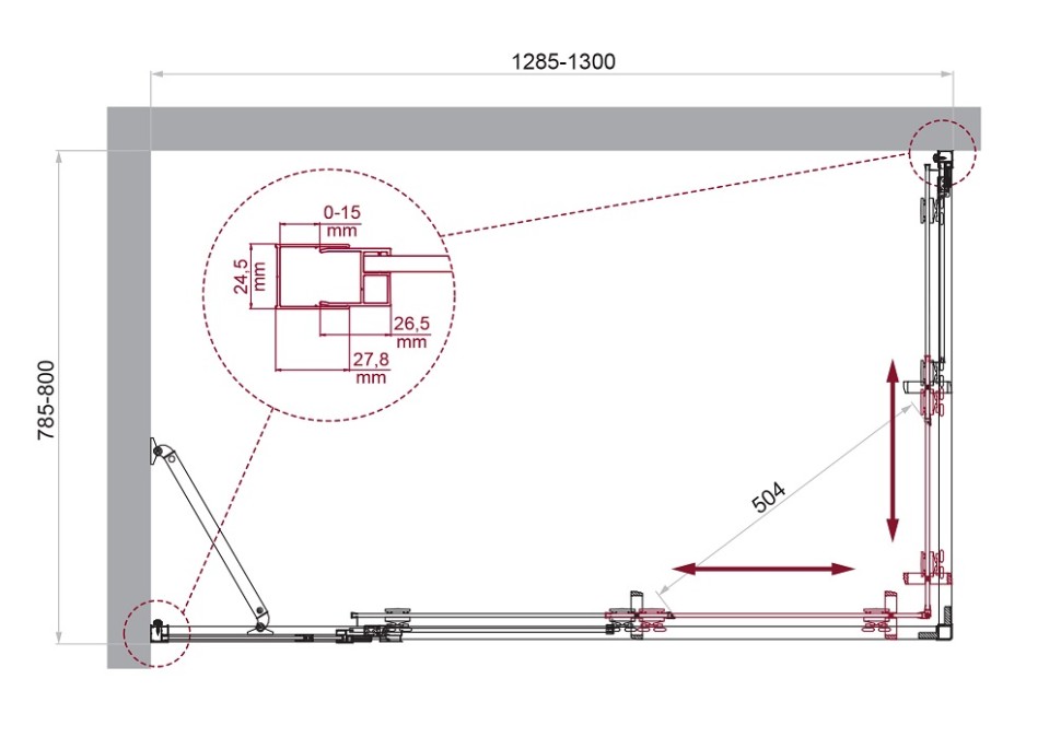 Душевой уголок BelBagno LUCE-AH-21-130/80-C-Cr