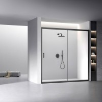 Душевая дверь Veconi Vianno VN-60B, 1800x1950, Черный, стекло прозрачное