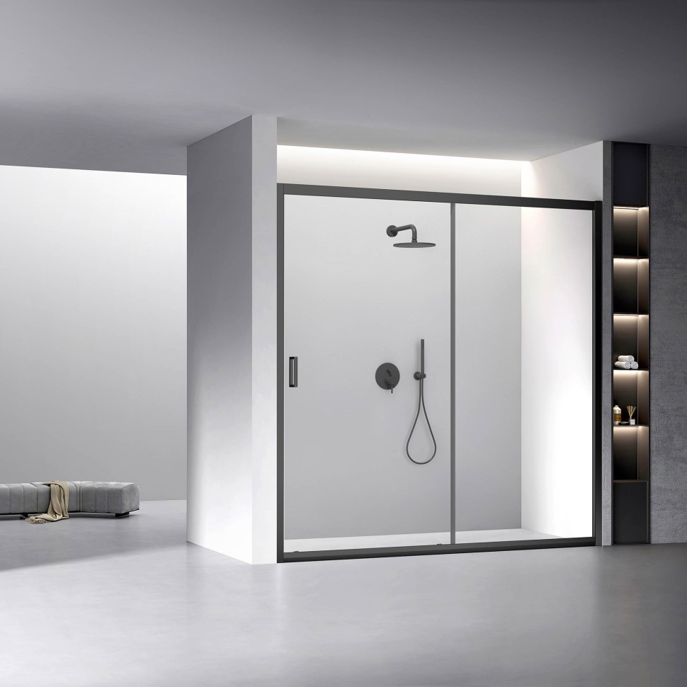 Душевая дверь Veconi Vianno VN-60B, 1800x1950, Черный, стекло прозрачное