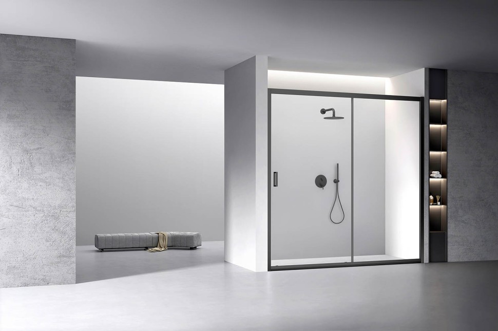 Душевая дверь Veconi Vianno VN-60B, 1800x1950, Черный, стекло прозрачное