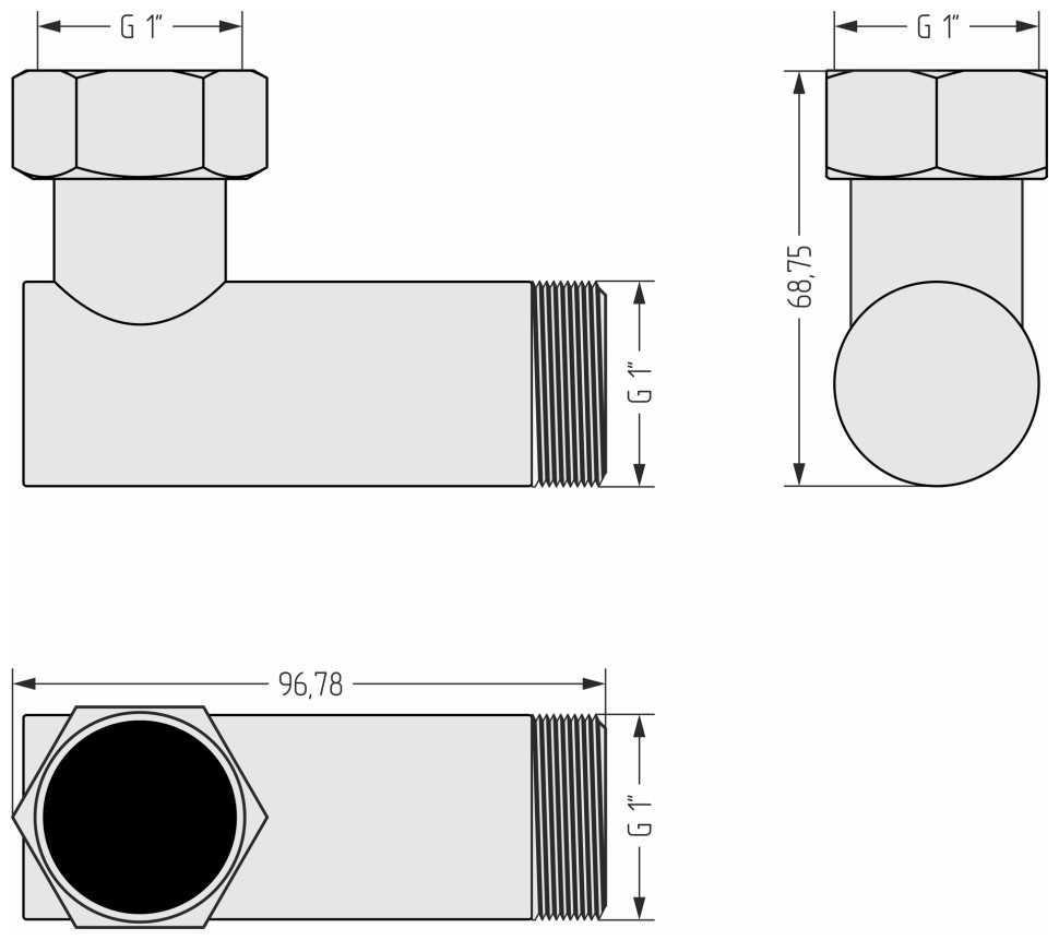 Уголок переходной (G 1" НР х G 1" НГ)